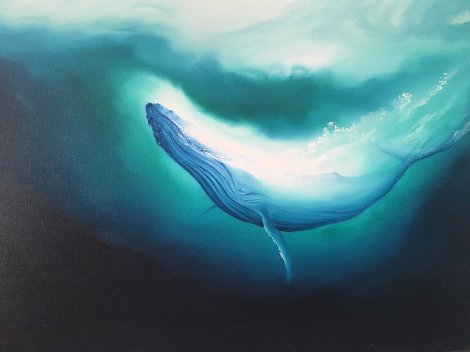 Humpback Whale 1980 30x40 Huge Original Painting - George Sumner