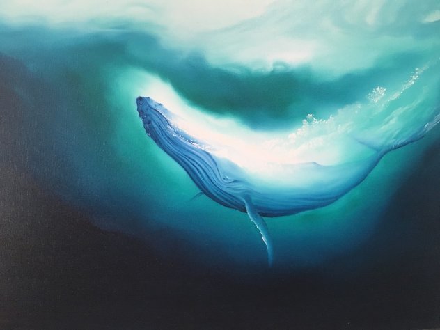 Humpback Whale 1980 30x40 Huge Original Painting by George Sumner
