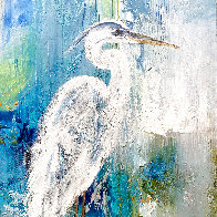 White Egret Abstract 40x30 Original Painting by Janet Swahn - 1