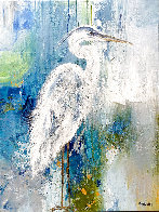 White Egret Abstract 40x30 Original Painting by Janet Swahn - 0