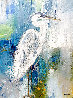 White Egret Abstract 40x30 Original Painting by Janet Swahn - 0