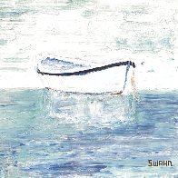 White Boat 2021 20x20  Original Painting by Janet Swahn - 0