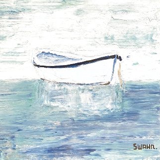 White Boat 2021 20x20  Original Painting - Janet Swahn