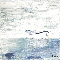 White Boat 2021 20x20  Original Painting by Janet Swahn - 1