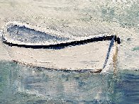 White Boat 2021 20x20  Original Painting by Janet Swahn - 2