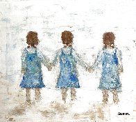 Family Series Three Sisters 14x14 Original Painting by Janet Swahn - 0