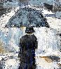 Umbrella Man in Blue 2020 20x16 Original Painting by Janet Swahn - 0