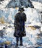 Umbrella Man in Blue 2020 20x16 Original Painting by Janet Swahn - 2