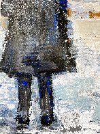 Umbrella Man in Blue 2020 20x16  Original Painting by Janet Swahn - 4