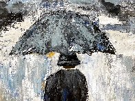Umbrella Man in Blue 2020 20x16  Original Painting by Janet Swahn - 3