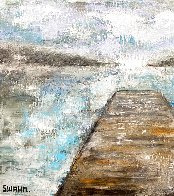 Dock in Abstract 2021 18x24 Original Painting by Janet Swahn - 1
