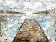 Dock in Abstract 2021 18x24 Original Painting by Janet Swahn - 0
