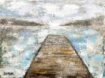 Dock in Abstract 2021 18x24 Original Painting - Janet Swahn Dock in Abstract 2021 18x24 Original Painting - Janet Swahn