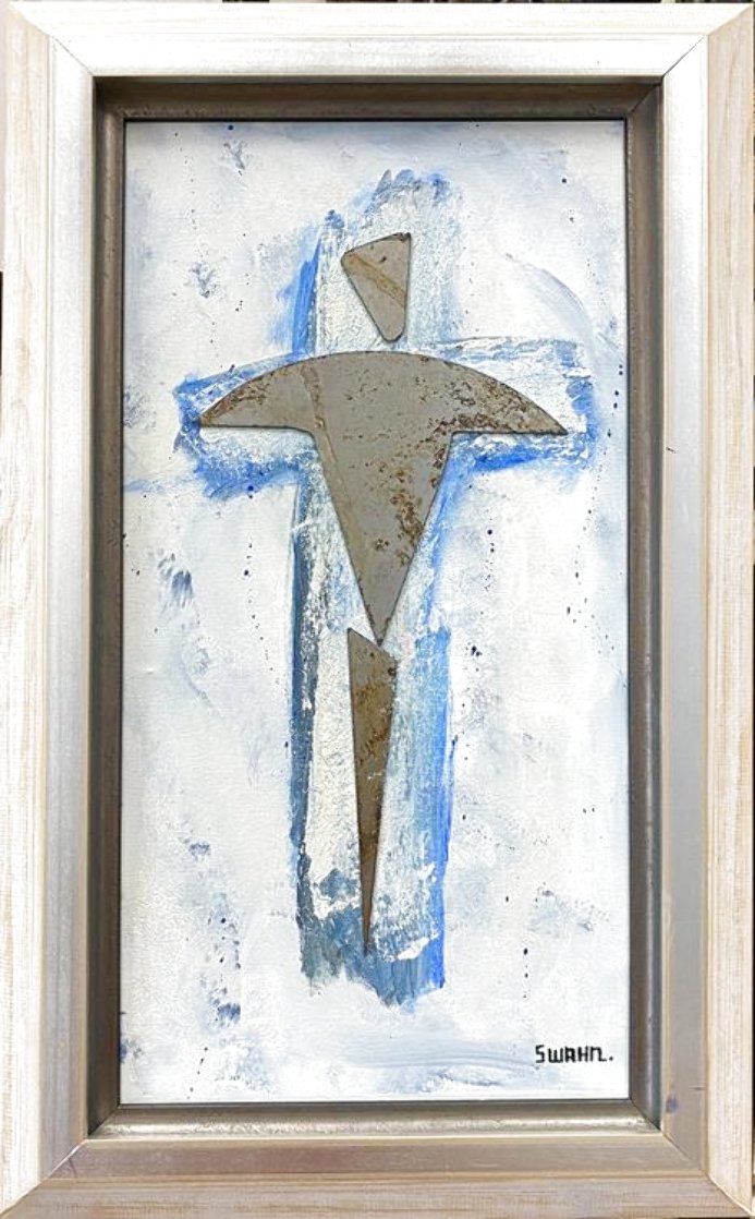 Cross With Metal 2021 29x17 Original Painting by Janet Swahn