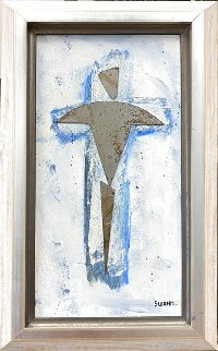 Cross With Metal 2021 29x17 Original Painting - Janet Swahn