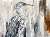 Egret in Gray 2021 30x30 Original Painting by Janet Swahn - 2