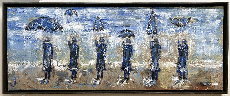 Everyman Umbrella Men 2021 20x48 Huge Original Painting - Janet Swahn