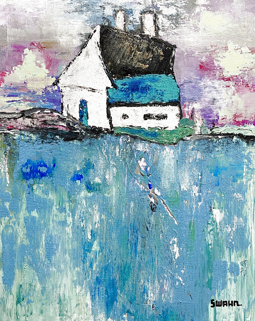 Barn House Teal 24x20 Original Painting by Janet Swahn Barn House Teal 24x20 Original Painting by Janet Swahn