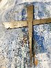 Heart in Blue With Metal Cross 18x24 Original Painting by Janet Swahn - 0