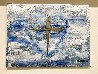 Heart in Blue With Metal Cross 18x24 Original Painting by Janet Swahn - 1