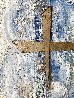 Heart in Blue With Metal Cross 18x24 Original Painting by Janet Swahn - 3