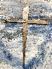 Heart in Blue With Metal Cross 18x24 Original Painting by Janet Swahn - 4