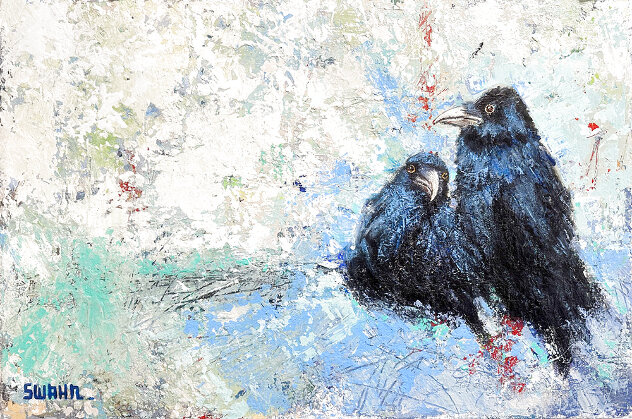 Ravens in Abstract 2024 20x30 Original Painting by Janet Swahn