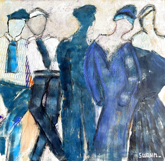 Gathering 2025 39x39 - Framed Mixed Media and Acrylic on Canvas - Signed Twice by Janet Swahn