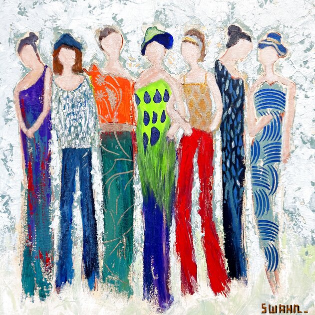 Seven in Strength 2025 26x26 Mixed Media And Acrylic on Canvas by Janet Swahn