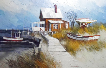 Sea Side 1972 45x33 Super Huge Original Painting - Albert Swayhoover Sea Side 1972 45x33 Super Huge Original Painting - Albert Swayhoover