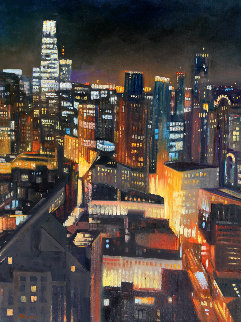 San Francisco Skyline 2020 48x36 Huge - California Original Painting - Tom Swimm