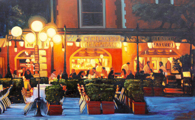Warm Night in Portofino, Italy  2018 30x48 - Huge Original Painting by Tom Swimm