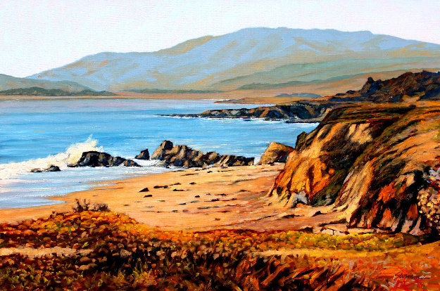 Moonstone Beach 2018 Oil on Canvas 24x36 by Tom Swimm - For Sale on Art ...