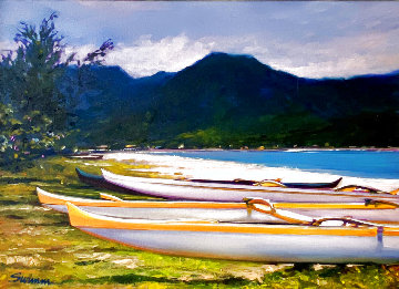 Hanalei Afternoon 1995 30x39 Original Painting - Tom Swimm Hanalei Afternoon 1995 30x39 Original Painting - Tom Swimm