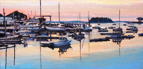 Maine Sunrise 2021 12x24 Original Painting - Tom Swimm