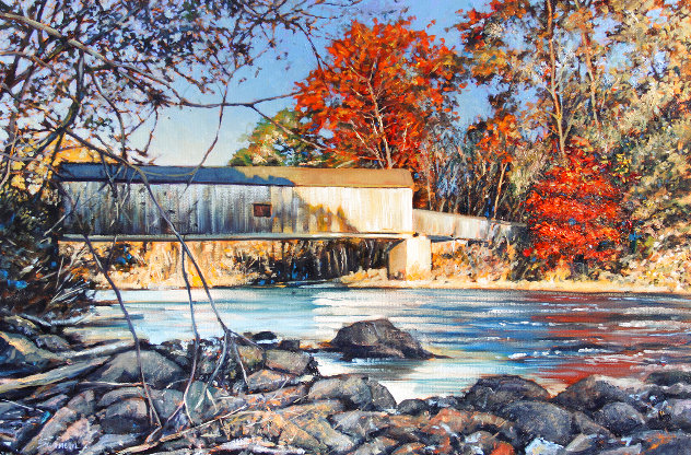 Autumn River Reflections 2021 26x38 Original Painting by Tom Swimm