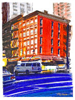 East Side Morning Watercolor 2021 18x15 NYC, New York Watercolor by Tom Swimm - 0 East Side Morning Watercolor 2021 18x15 NYC, New York Watercolor by Tom Swimm - 0