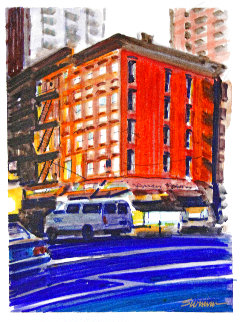 East Side Morning Watercolor 2021 18x15   NYC, New York Watercolor - Tom Swimm
