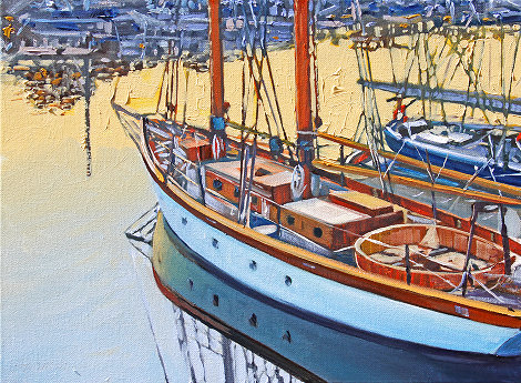 Marina Morning 2022 17x21 Original Painting - Tom Swimm