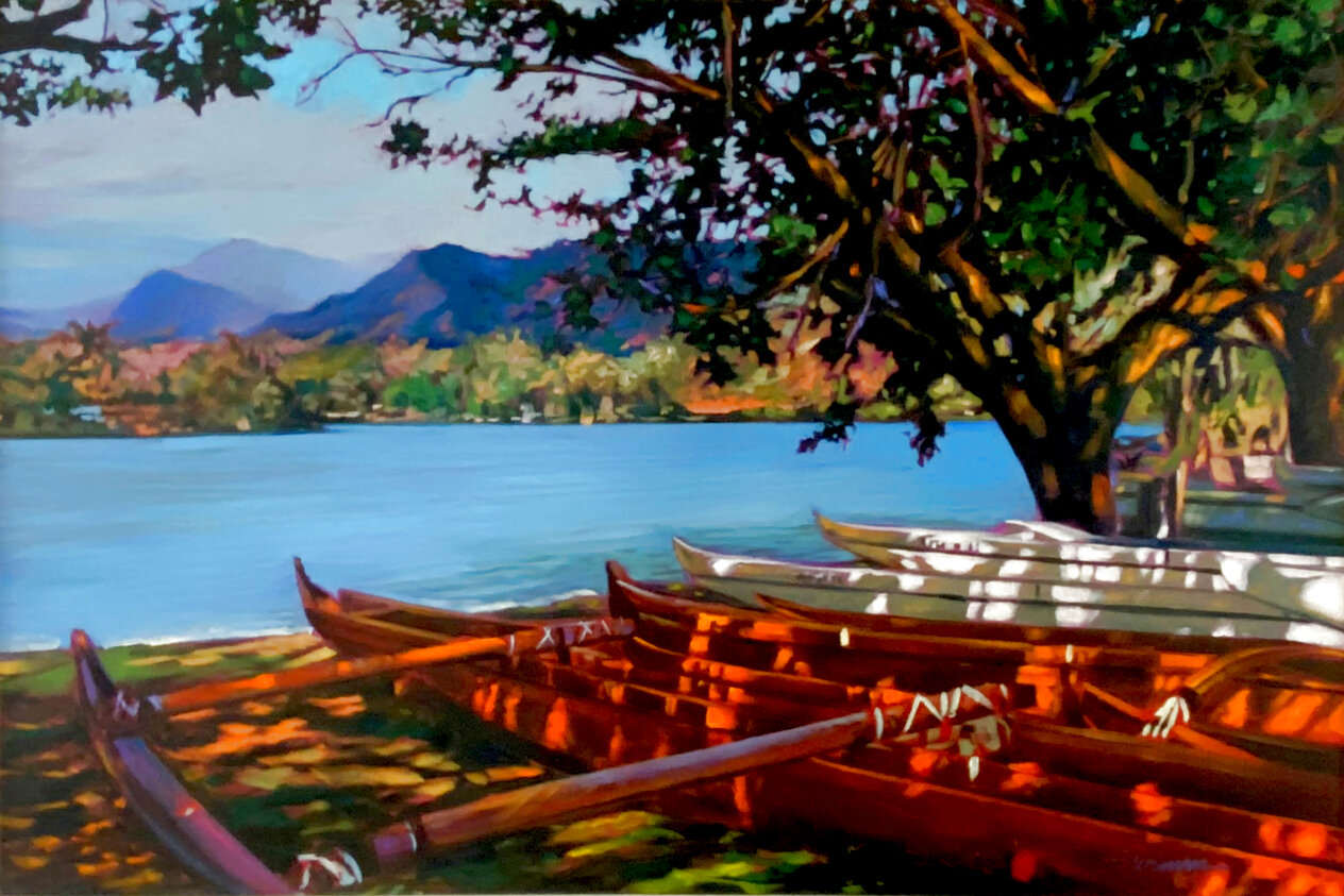 Wailua Shadows 1995 Oil on Canvas 37x50 by Tom Swimm - For Sale on Art ...