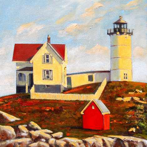 Nubble Light 2023 20x20 - Maine Original Painting - Tom Swimm