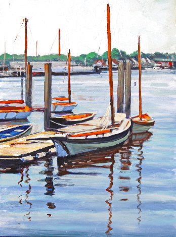 Morning in Mystic 2023 17x14 - Mystic Harbor, Connecticut Original Painting - Tom Swimm