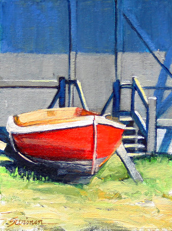 Mystic Drydock 2023 13x11 - Mystic Harbor, Connecticut Original Painting - Tom Swimm