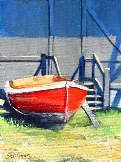 Mystic Drydock 2023 13x11 - Mystic Harbor, Connecticut Original Painting by Tom Swimm
