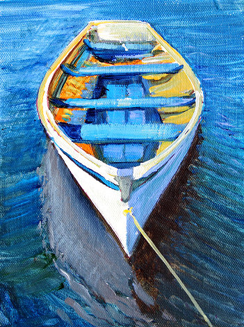 Mystic River Reflections 2023 13x11 - Mystic Harbor, Connecticut Original Painting - Tom Swimm