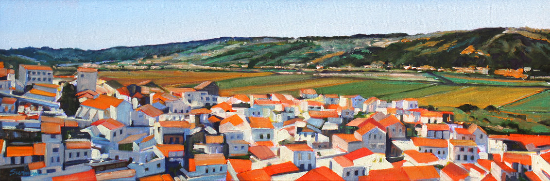 Village in the Sun 2023 14x38 Original Painting by Tom Swimm