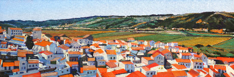 Village in the Sun 2023 14x38 Original Painting - Tom Swimm