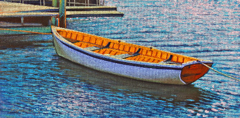 Mystic Whale Boat 2023 17x29 - Mystic Harbor, Connecticut Original Painting - Tom Swimm