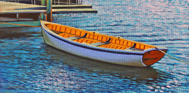 Mystic Whale Boat 2023 17x29 - Mystic Harbor, Connecticut Original Painting by Tom Swimm