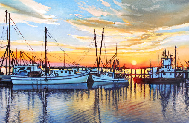 September Sunset 2021 26x38 - Maine Original Painting by Tom Swimm